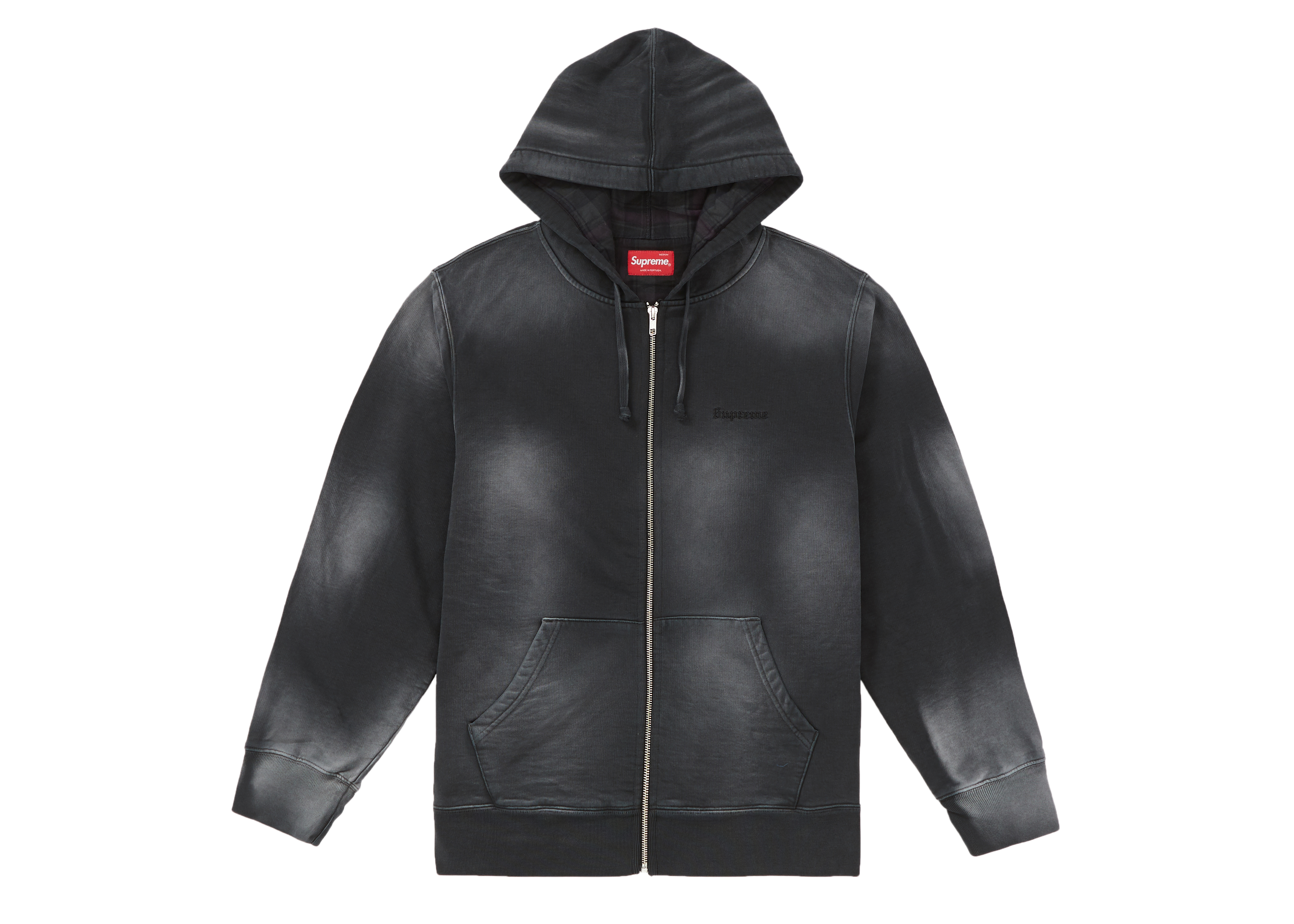 Supreme Bleached Zip Up Sweatshirt Black メンズ - FW18 - JP