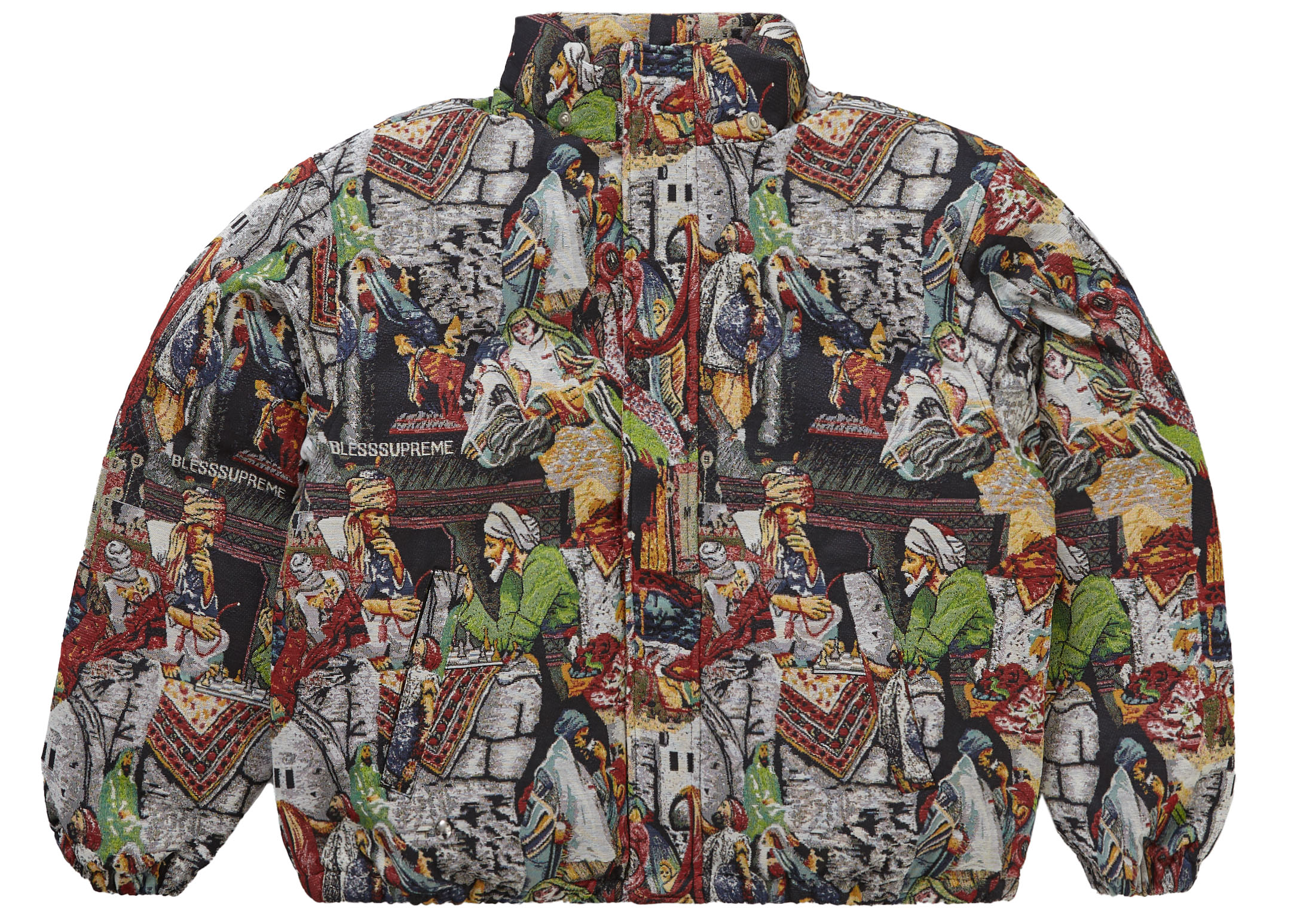 Supreme Bless Tapestry Down Puffer Jacket Multicolor Men's - FW23 - GB