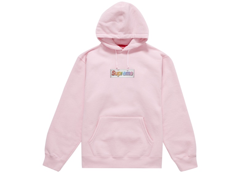 Supreme Bling Box Logo Hooded Sweatshirt Light Pink