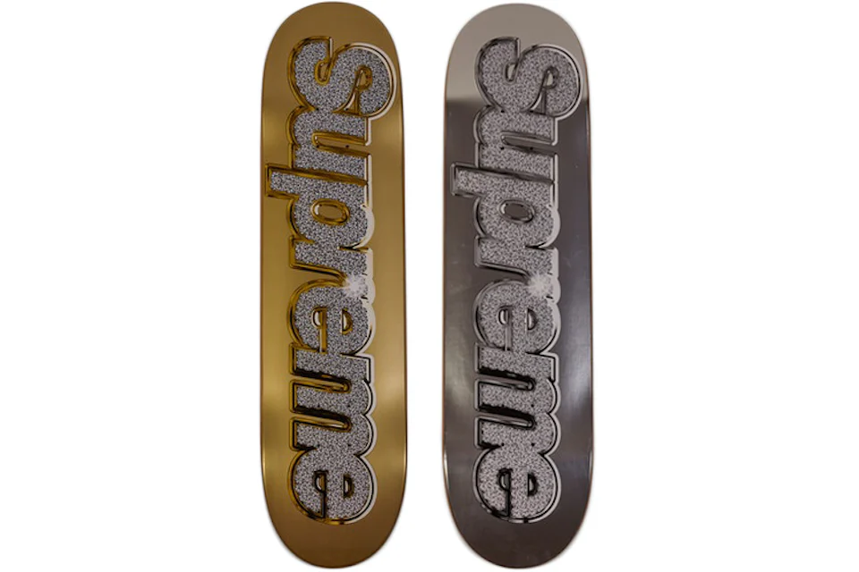 Supreme Bling Skateboard Deck Gold/Silver Set