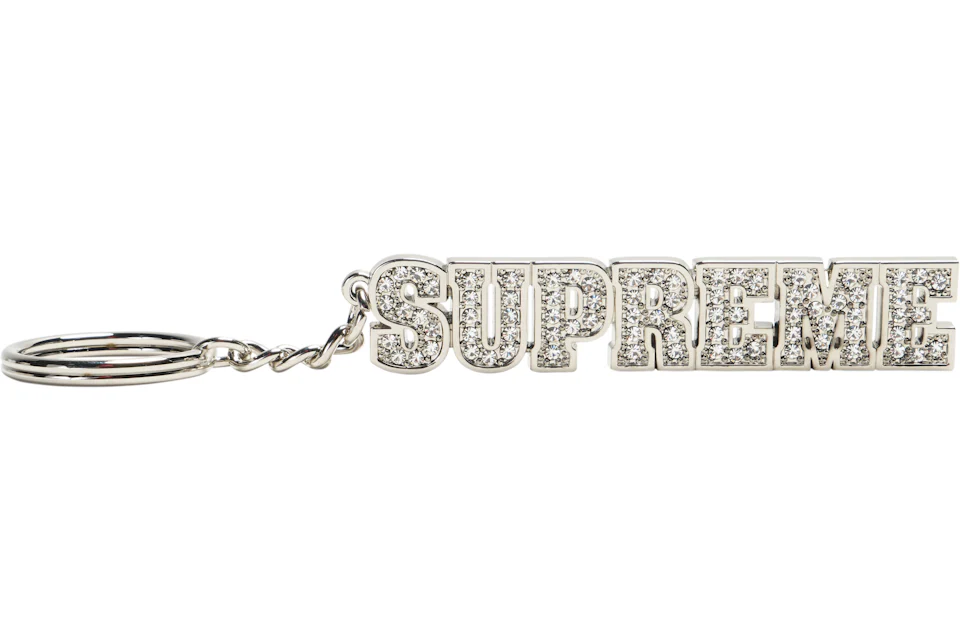 Supreme Block Logo Keychain Silver