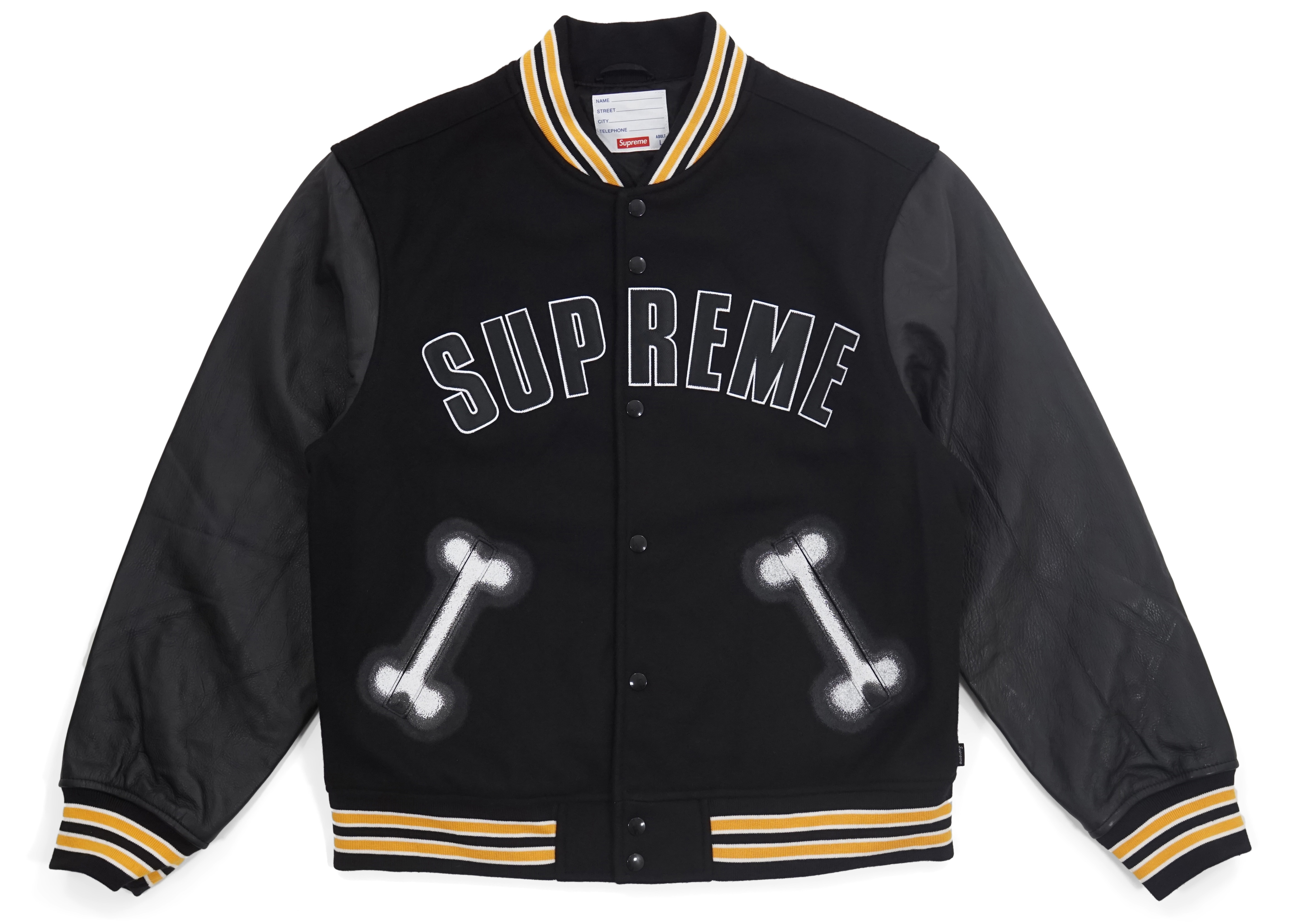 Supreme Bone Varsity Jacket Black