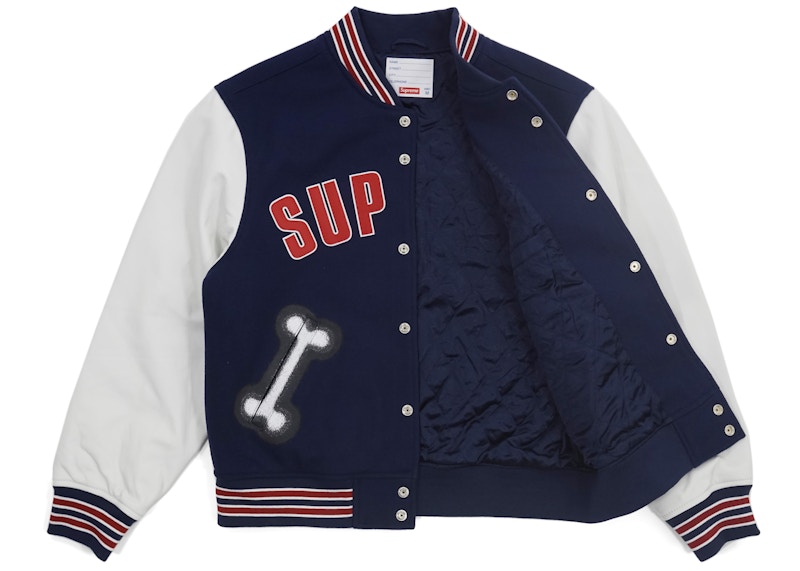 Supreme Bone Varsity Jacket Navy Men's - FW18 - US