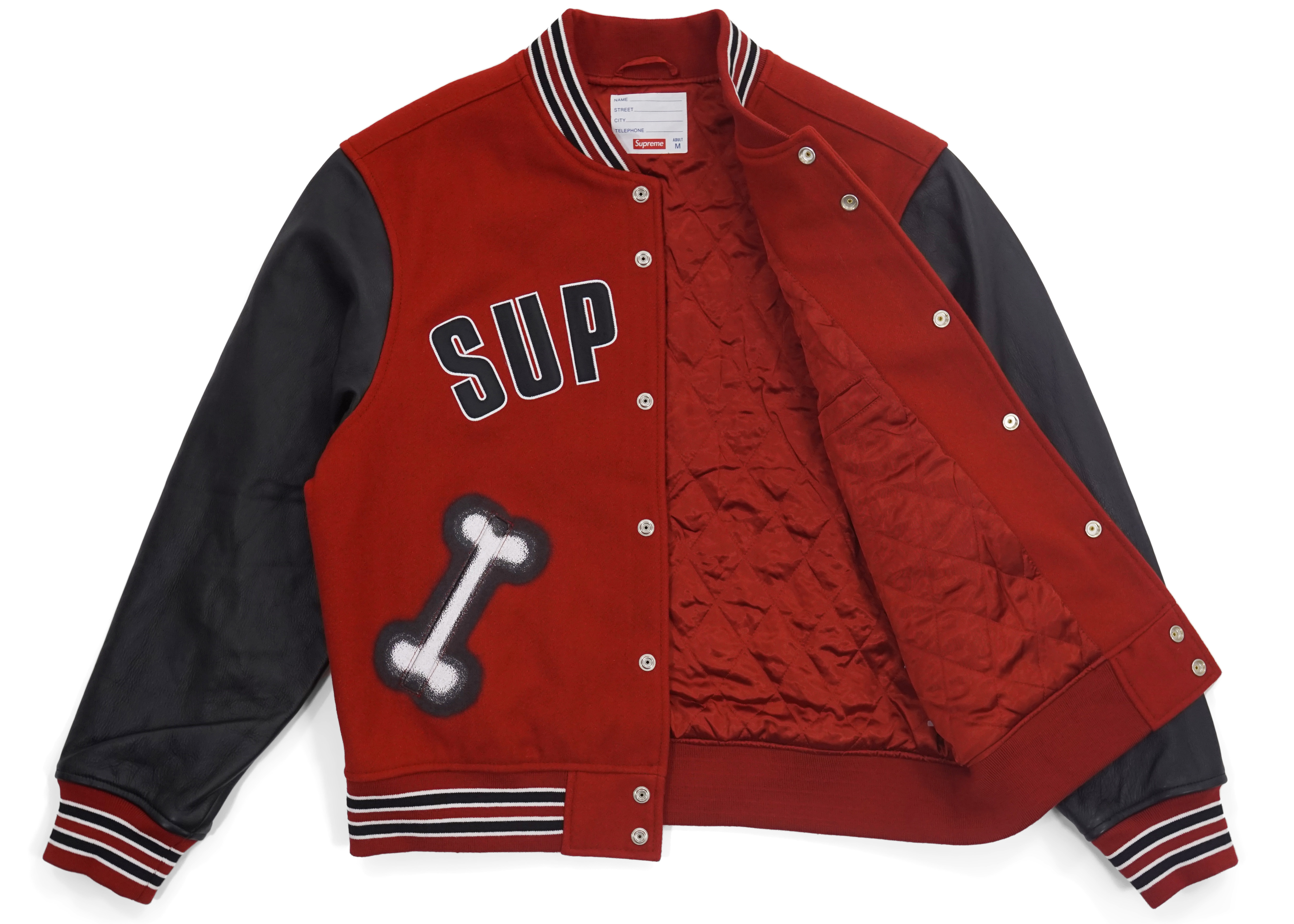 Supreme Bone Varsity Jacket Red