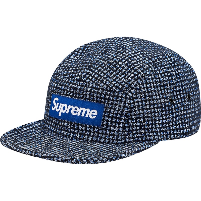 Supreme Boucl Houndstooth Camp Cap Navy - FW17 - US