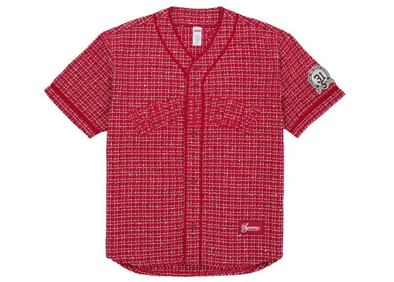 Supreme Boucle Baseball Jersey Red メンズ - FW25 - JP