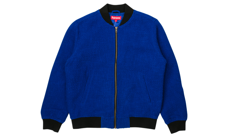 supreme boucle varsity jacket