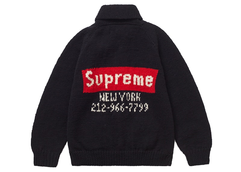 Supreme Box Logo Cowichan Sweater Black Men's - FW22 - GB