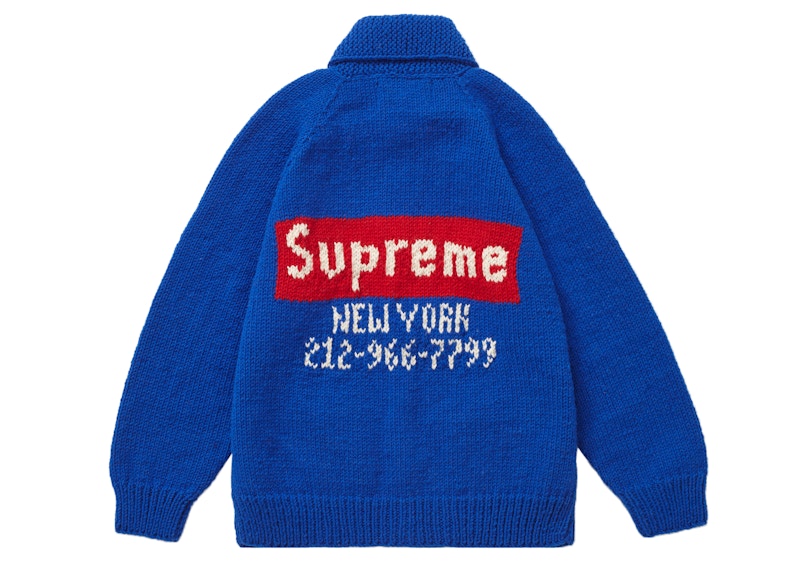 Supreme Box Logo Cowichan Sweater Black Men's - FW22 - GB