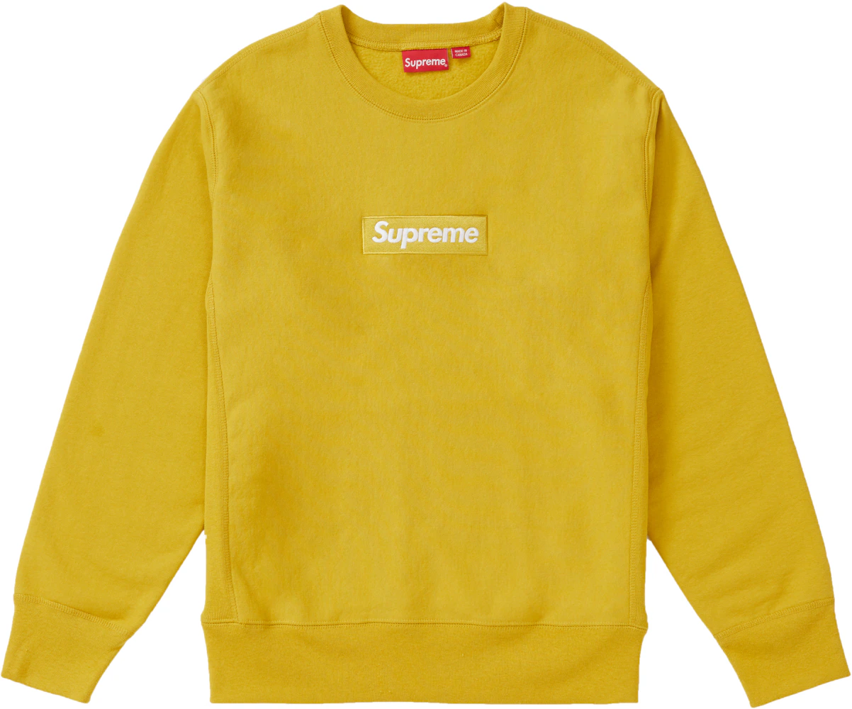 Supreme Box Logo Crewneck 2018 Unboxing and Fit Review! Mustard Colorway!  Closeup HD Resolution! 