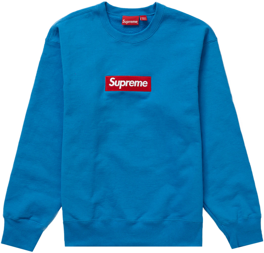 Box logo sweatshirt Supreme Blue size L International in Cotton - 26715754