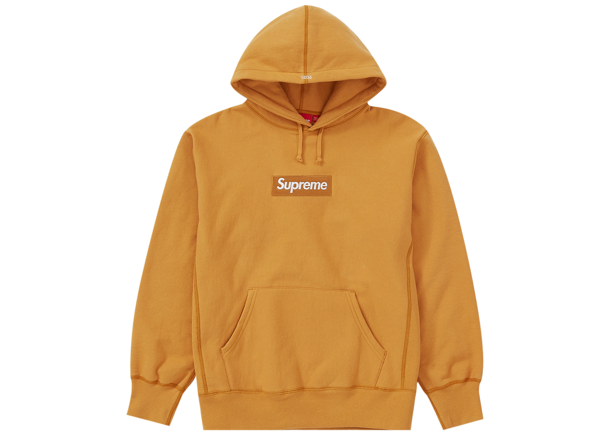 Supreme Box Logo Hooded Sweatshirt (FW21) Light Mustard Men's