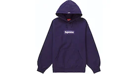 Sweat à capuche Supreme Box Logo automne-hiver 2023 violet foncé
