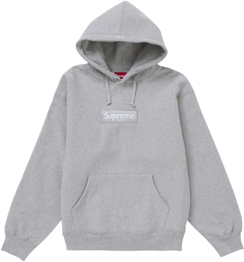 Supreme Box Logo Hooded Sweatshirt (FW24) Heather Grey Men's