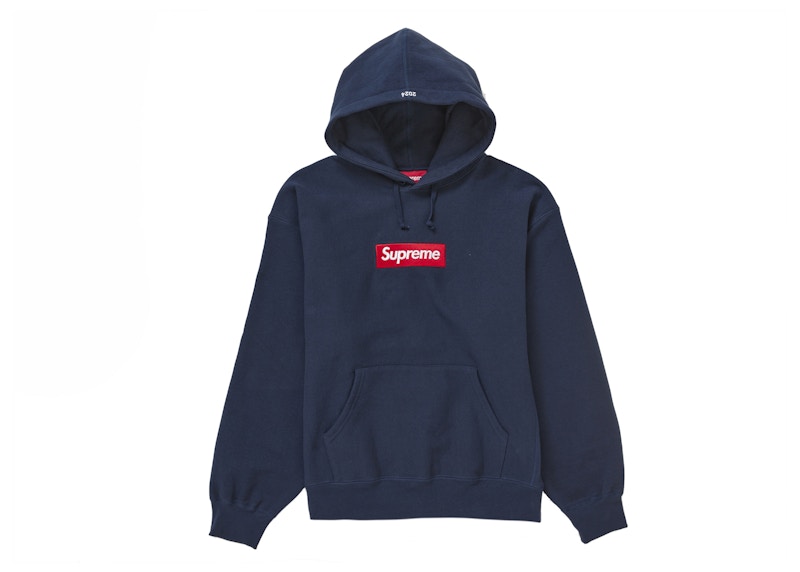 Supreme Box Logo Hooded Sweatshirt (FW24) Navy Men's - FW24 - US