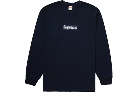 Supreme Box Logo L/S Tee Navy Men's FW20 GB