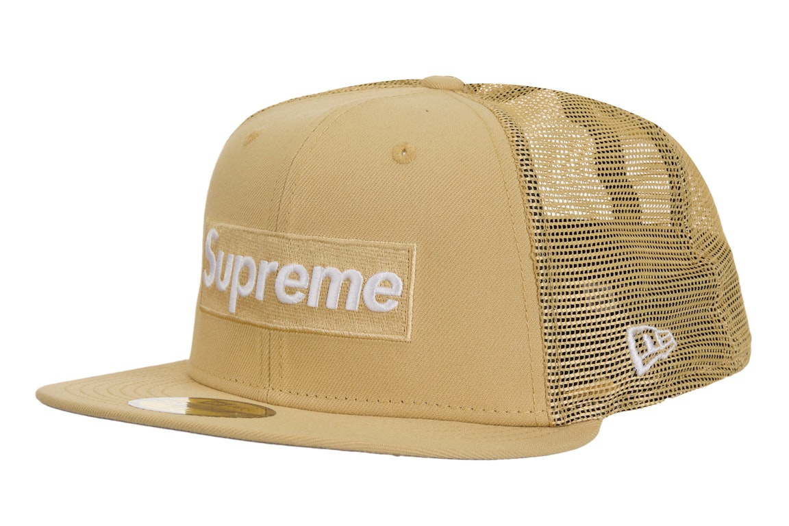 Pre-owned Supreme Box Logo Mesh Back New Era Cap Ss24 Light Gold