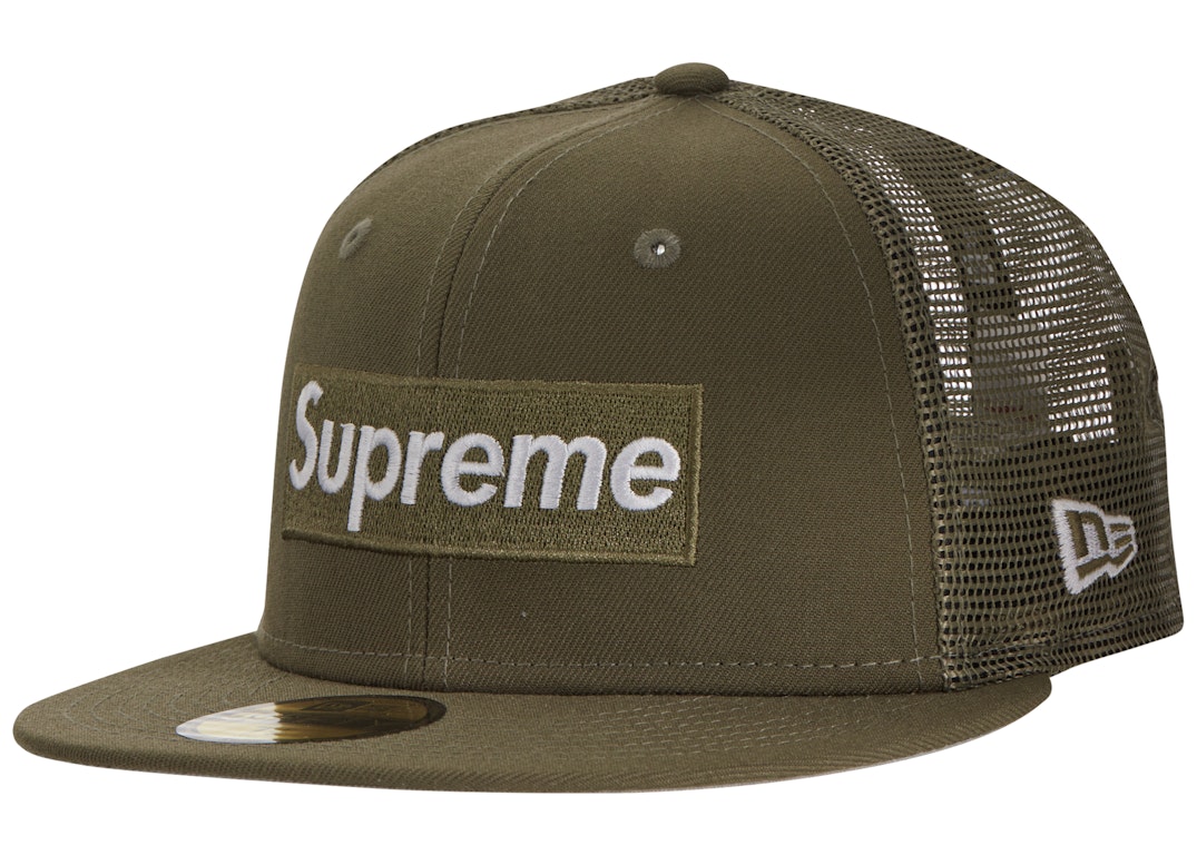 Pre-owned Supreme Box Logo Mesh Back New Era Hat (ss23) Olive