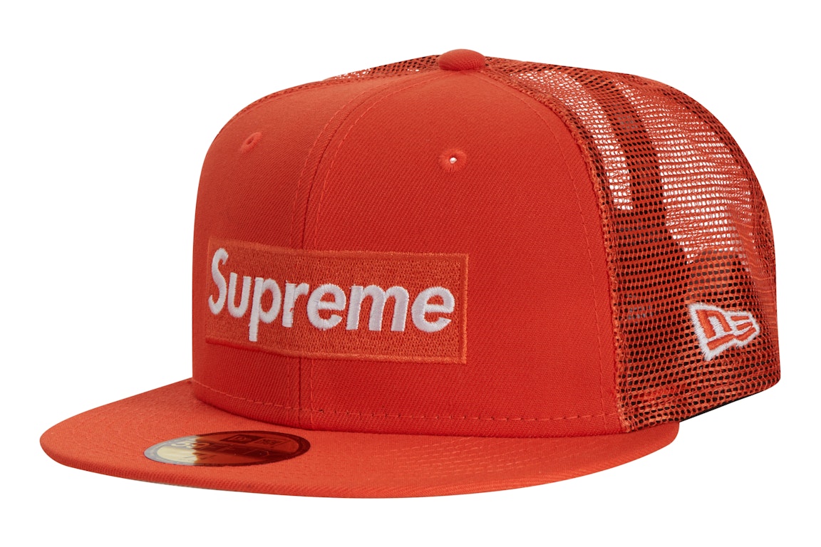 Pre-owned Supreme Box Logo Mesh Back New Era Hat (ss23) Orange