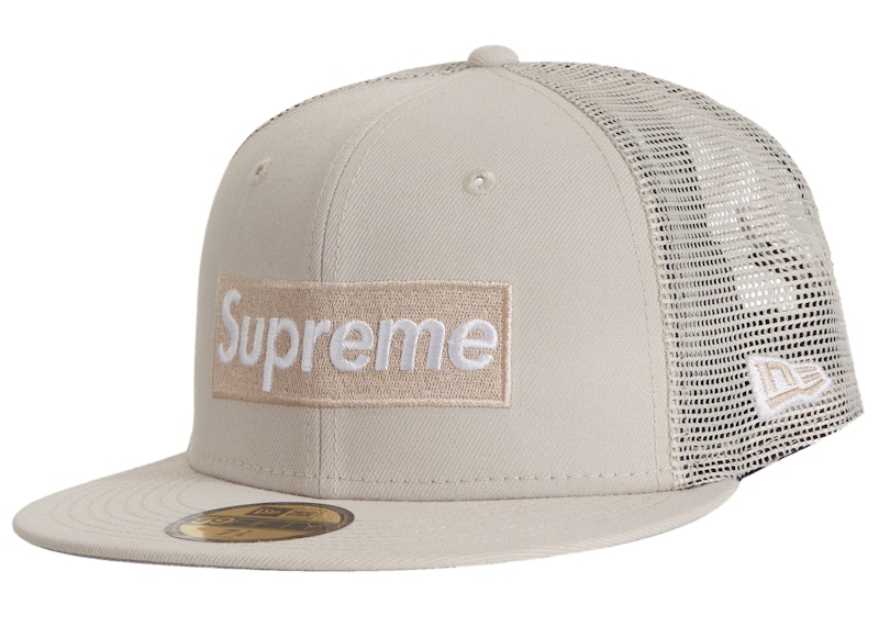 Pre-owned Supreme Box Logo Mesh Back New Era Hat (ss23) Stone