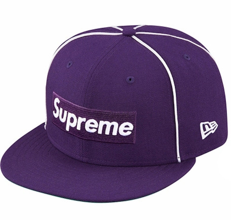 Supreme Box Logo Piping New Era Cap Purple