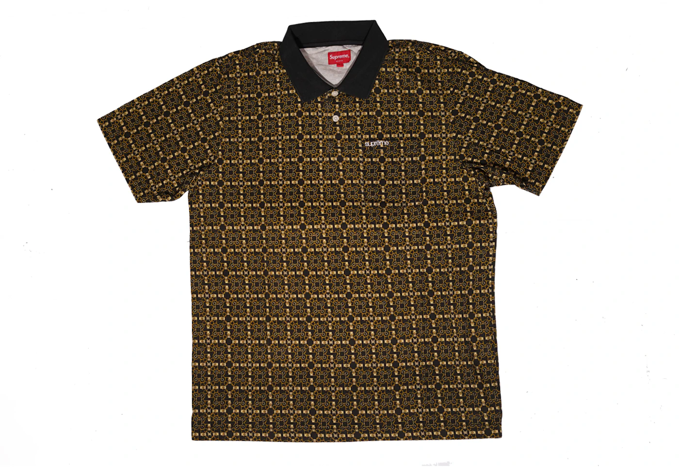 New Supreme Bridle Print Polo Shirt Tee Black Spring Summer 2018 SS18 Size  L