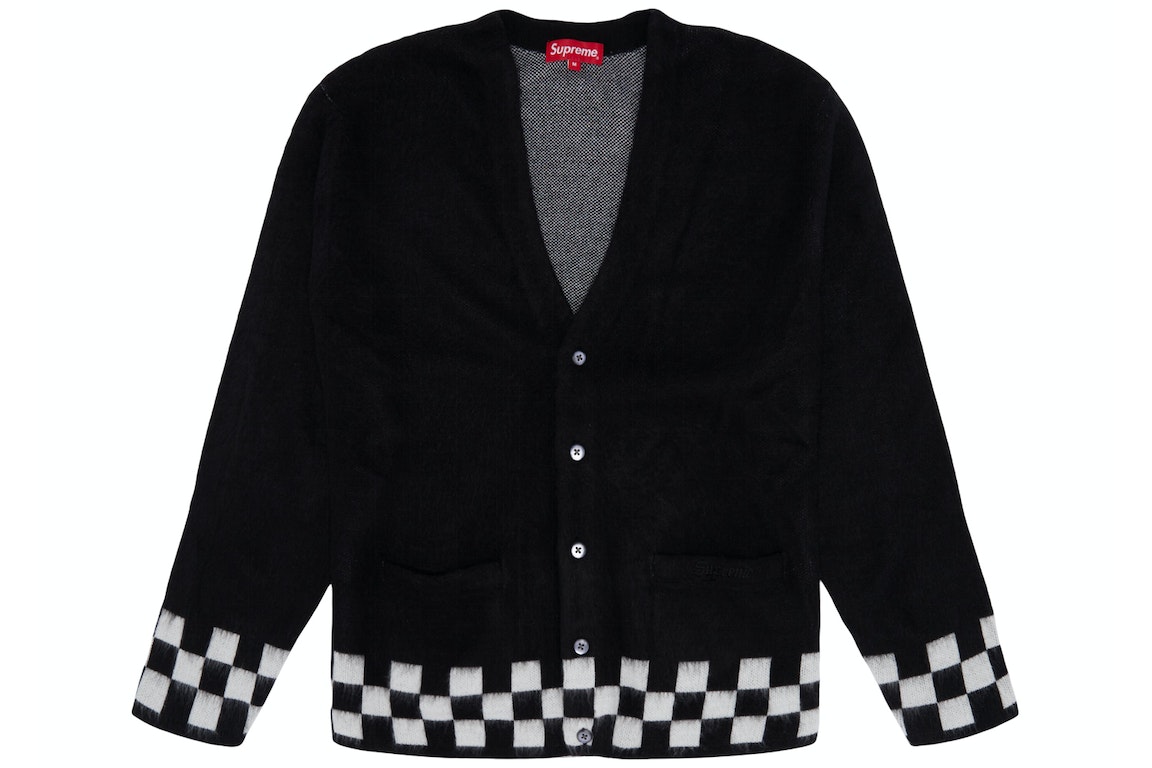 Pre-owned Supreme Brushed Checkerboard Cardigan Black