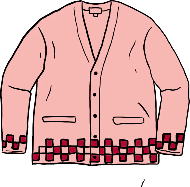 Supreme Brushed Checkerboard Cardigan Pink