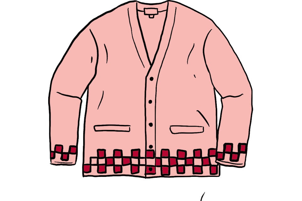 Supreme Brushed Checkerboard Cardigan Pink
