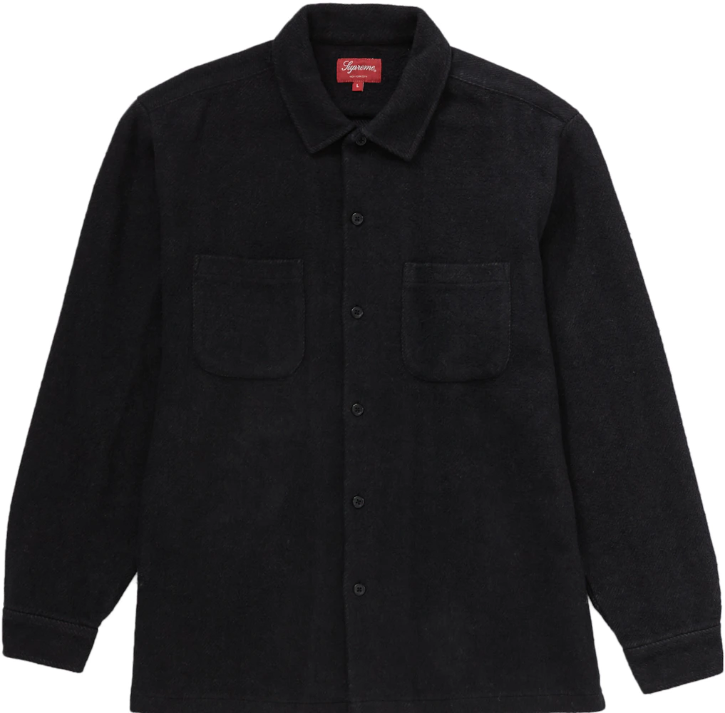 Supreme Brushed Flannel Twill Shirt Black Men's - FW22 - US