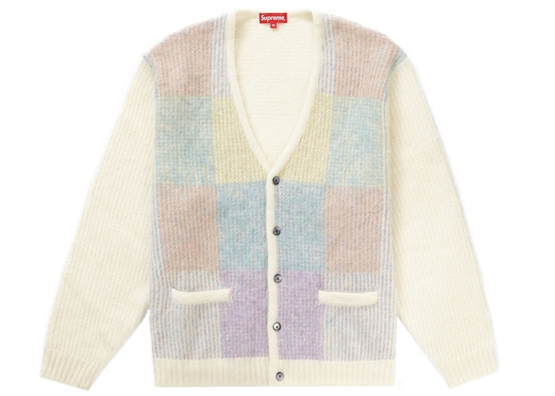 Supreme Brushed Grid Cardigan White