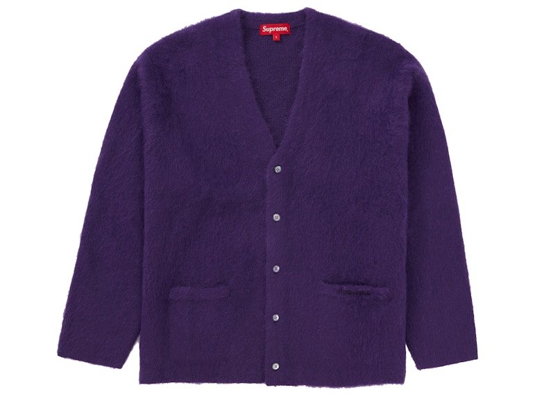 Supreme Brushed Mohair Cardigan Purple