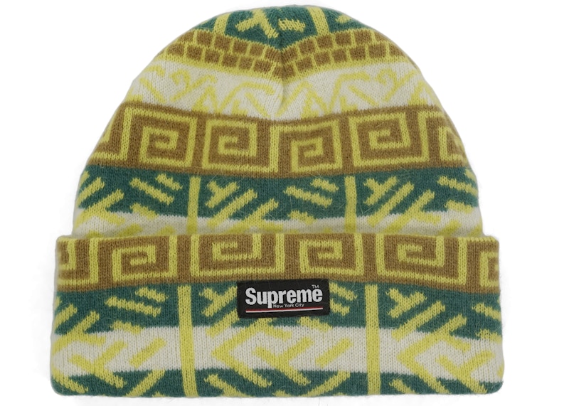 Supreme Brushed Pattern Beanie Green FW18 US