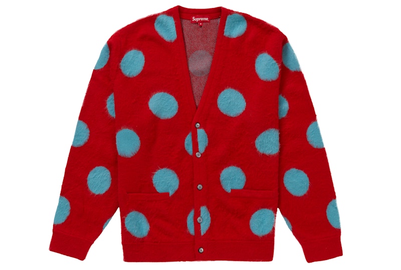 Supreme Brushed Polka Dot Cardigan Red Men's - SS20 - US