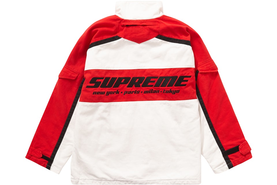 Red and white supreme jacket Clearance