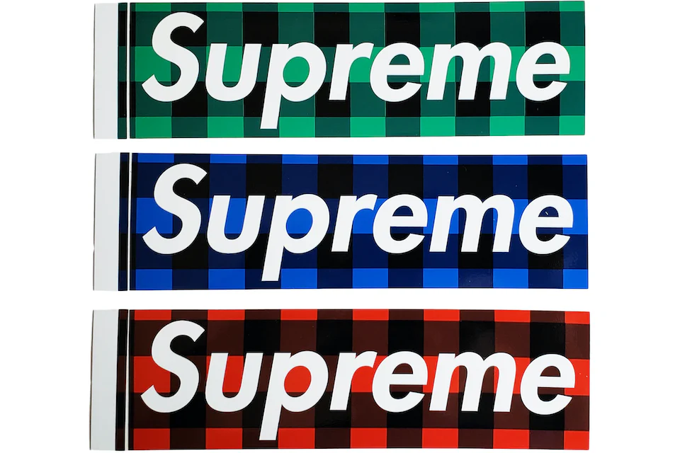 Supreme Buffalo Plaid Box Logo Sticker Set