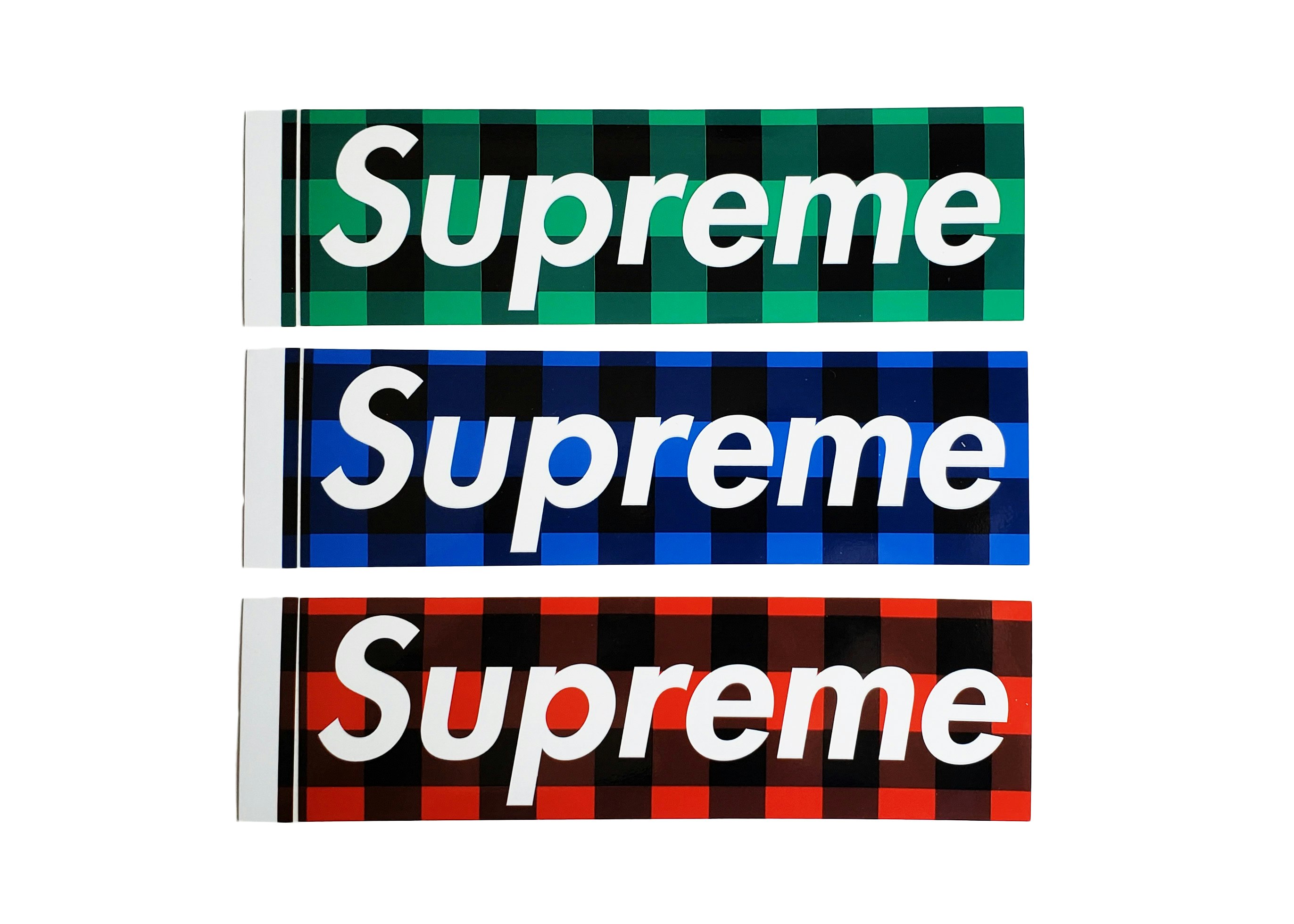 Supreme Buffalo Plaid Box Logo Sticker Set US