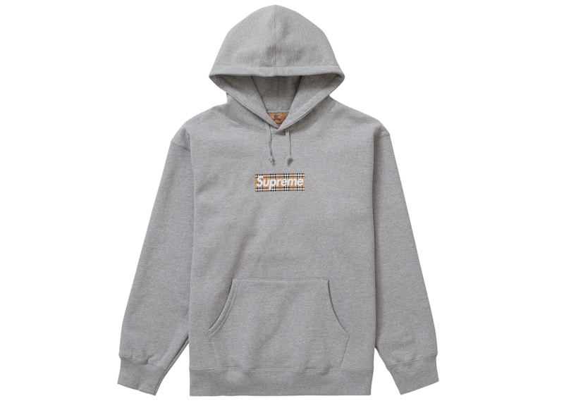 Supreme Burberry Box Logo Hooded Sweatshirt Heather Grey メンズ