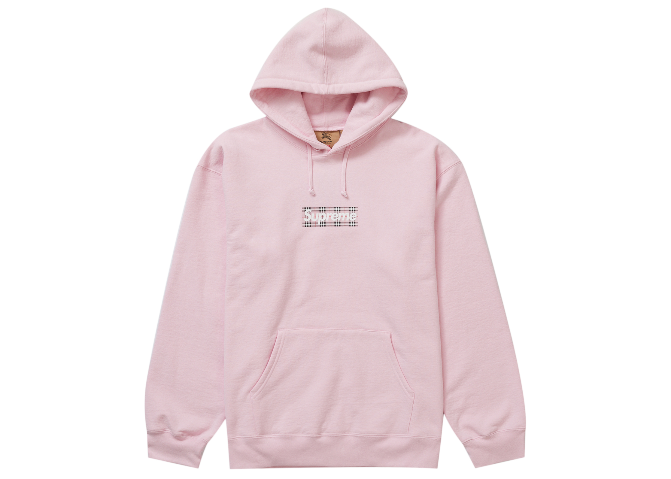 Supreme Burberry Box Logo Hooded Sweatshirt Light Pink Men's