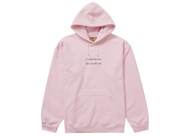 Supreme Burberry Box Logo Hooded Sweatshirt Light Pink Men's 