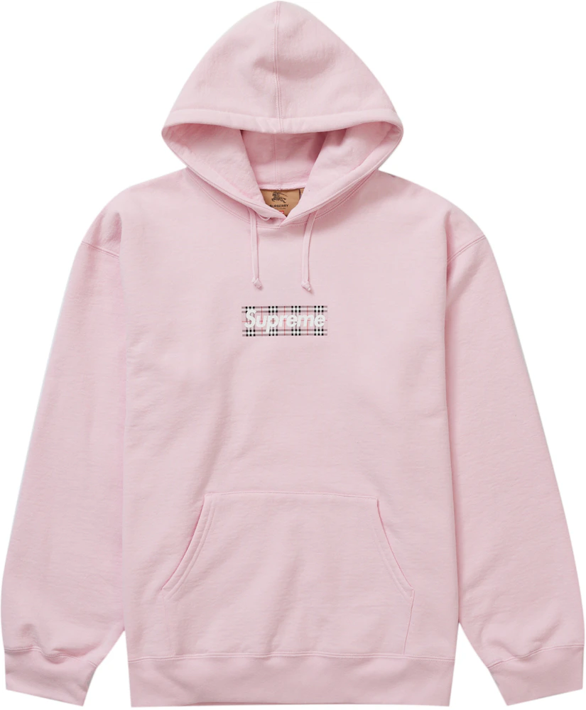 Supreme Burberry Box Logo Hooded Sweatshirt Light Pink Men's - SS22 - US