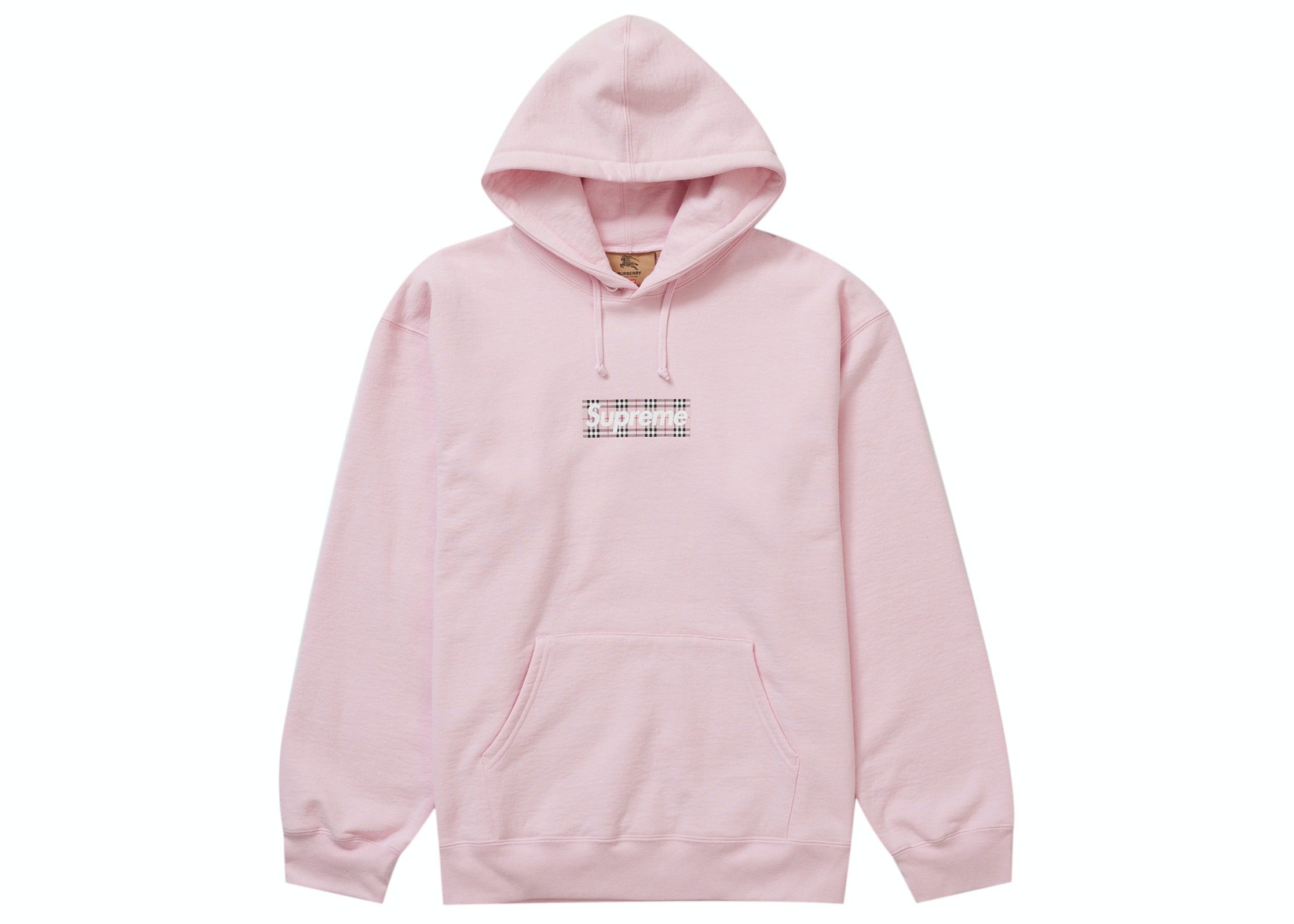 Supreme Burberry Box Logo Hooded Sweatshirt Light Pink - SS22