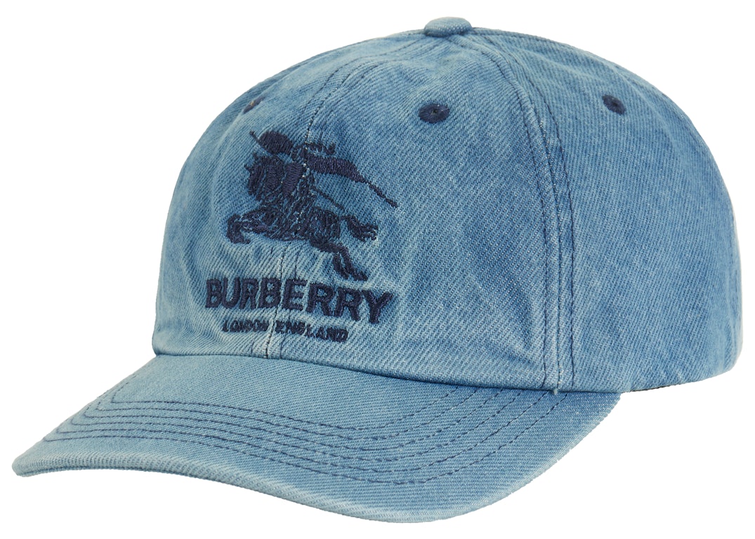 Pre-owned Supreme Burberry Denim 6-panel Washed Blue