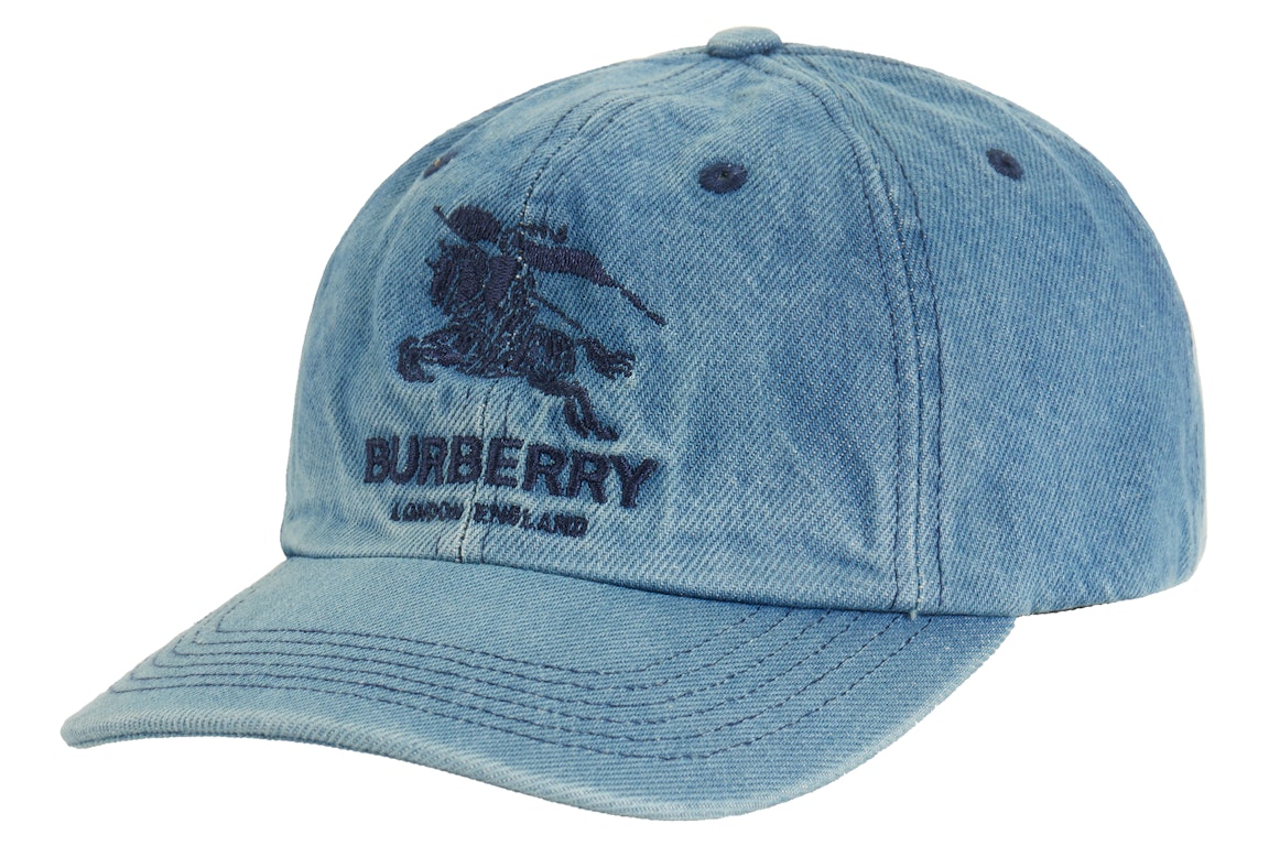 Pre-owned Supreme Burberry Denim 6-panel Washed Blue