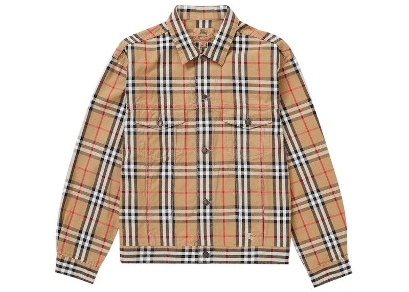 Supreme Burberry Denim Trucker Jacket Beige - SS22 メンズ - JP