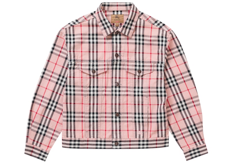 Supreme Burberry Denim Trucker Jacket Pink