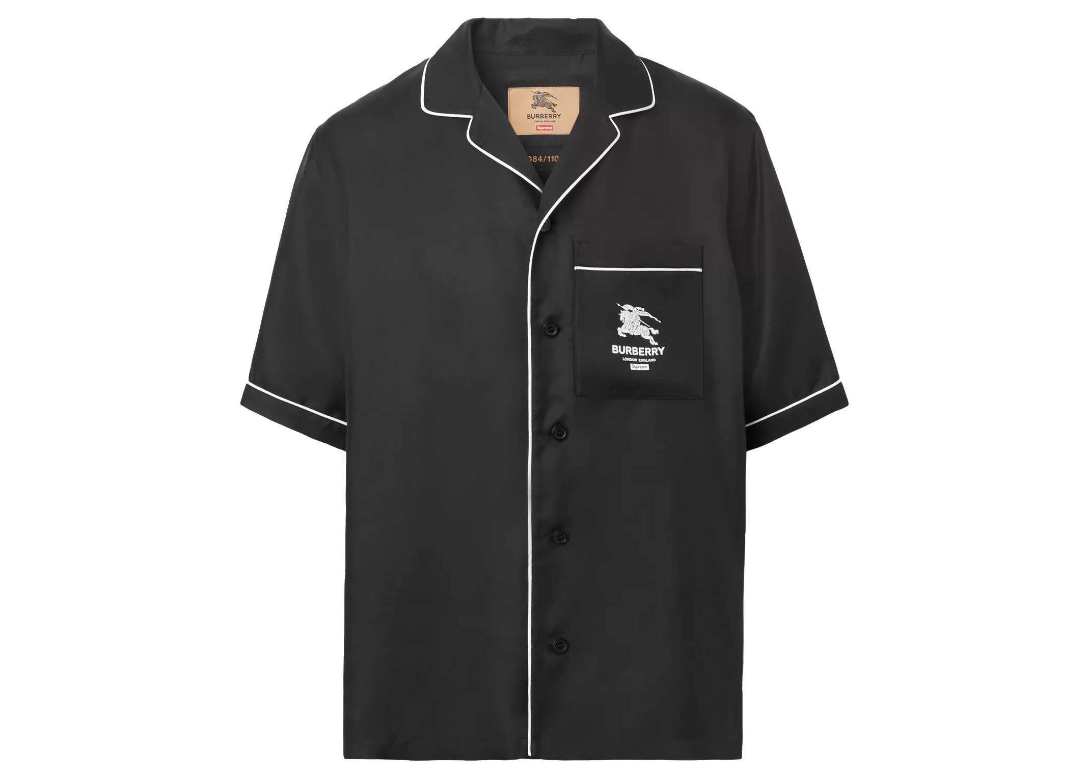 Supreme Burberry Icon Silk Pajama Shirt Black