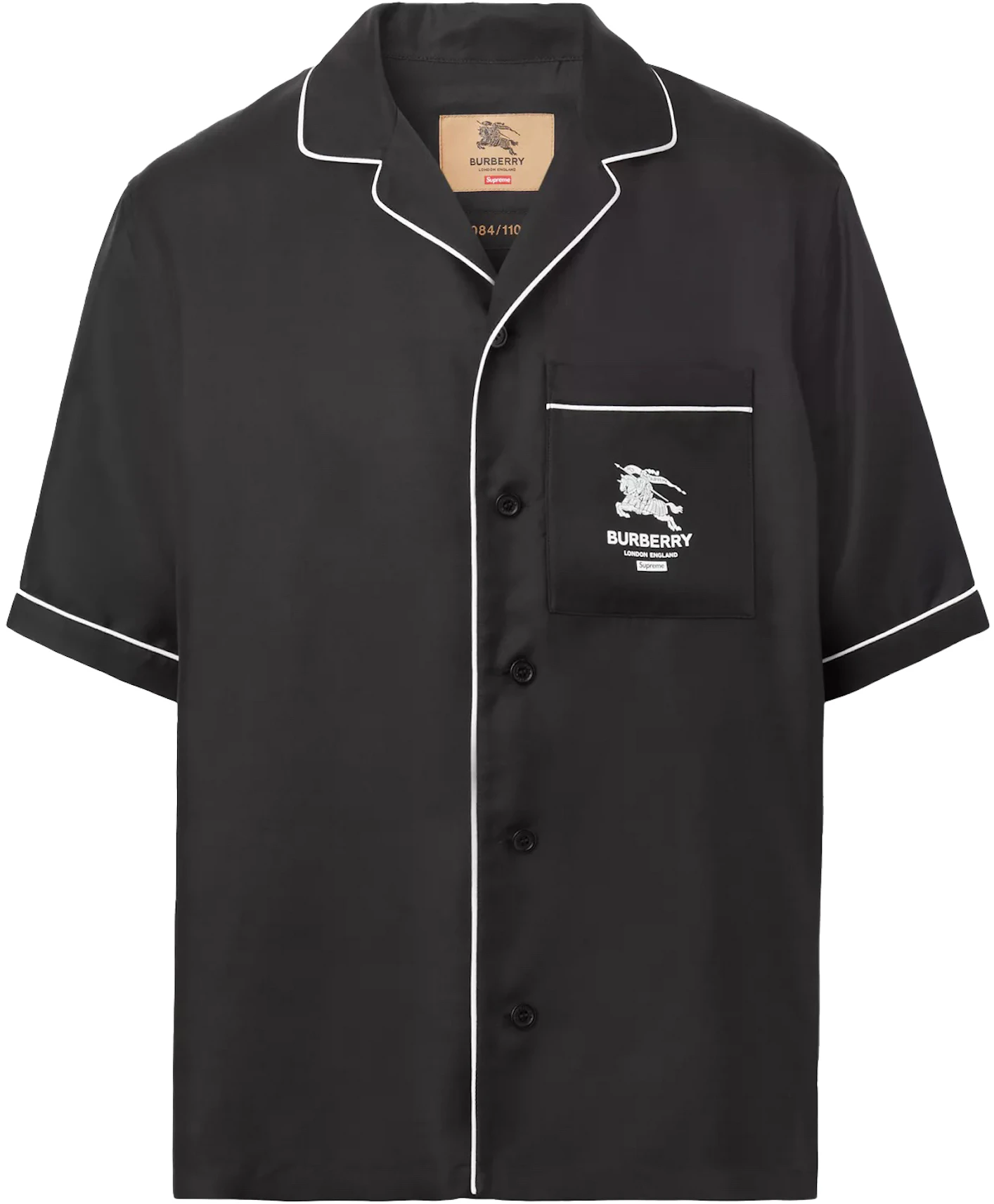 Supreme Burberry Icon Silk Pajama Shirt Black - SS22 - US