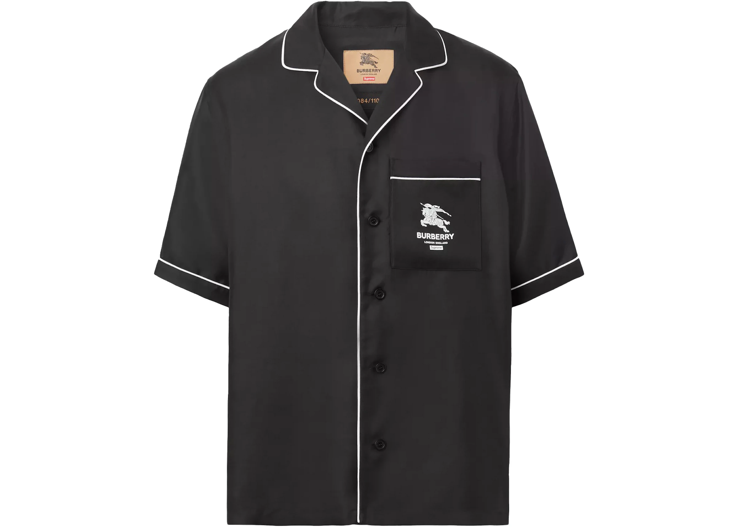 Supreme Burberry Icon Silk Pajama Shirt Black - SS22 - US