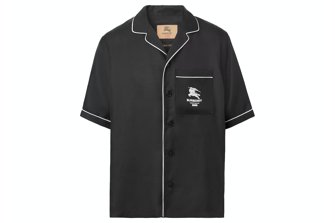 Pre-owned Supreme Burberry Icon Silk Pajama Shirt Black